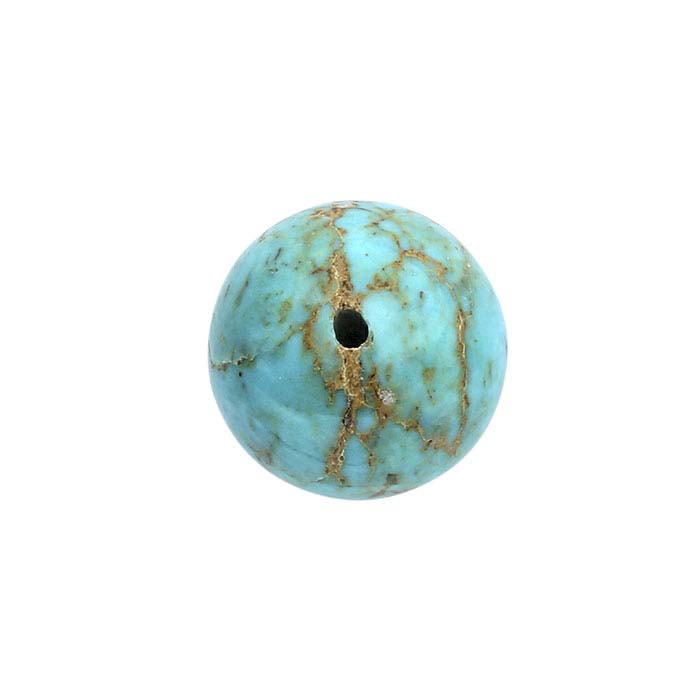 American Mined™ Gold Canyon Turquoise™ Half-Drilled Round Beads