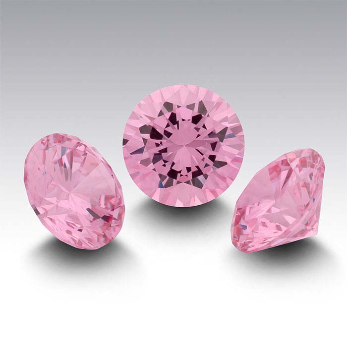 Pink CZ Round Faceted Stones