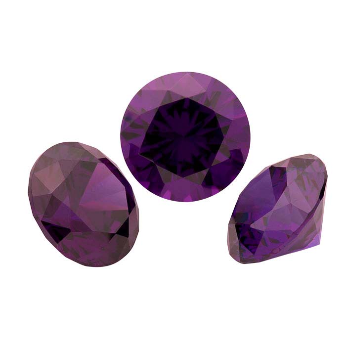 Purple CZ 4mm Round Faceted Stone