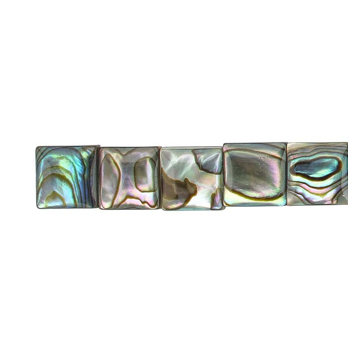 Paua Shell 10mm Square Bead Strand