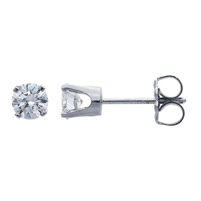 14K White Gold 4mm Lab-Created Diamond Stud Earrings