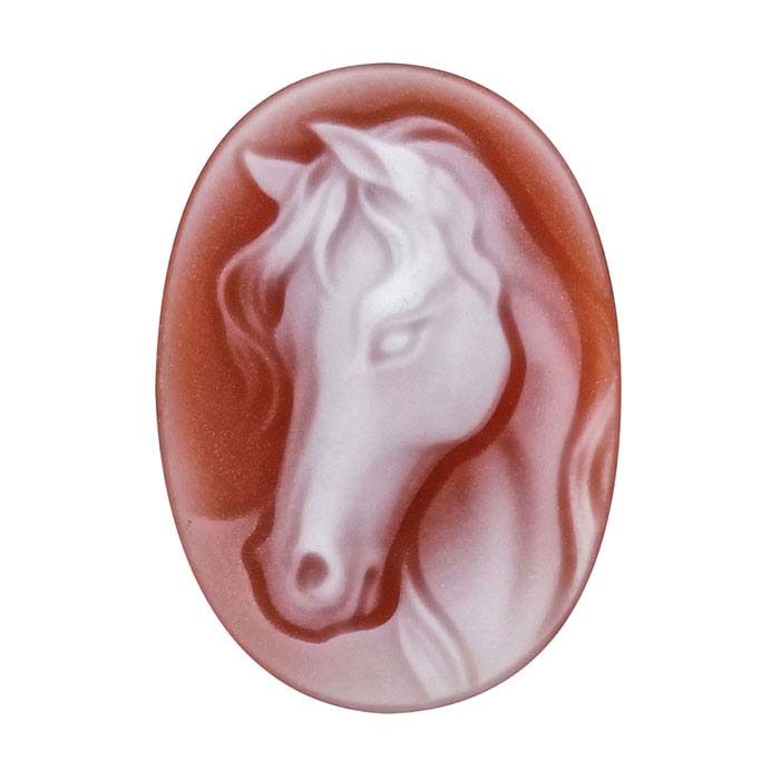 Red Agate 18 x 13mm Oval Horse Cameo