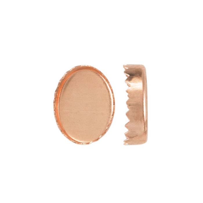 Copper 8 x 6mm Oval Serrated-Edge Bezel Cup Setting