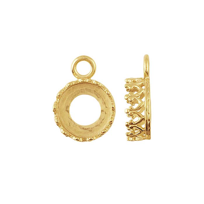 Bronze Yellow Gold-Plated 8mm Round Gallery Wire Bezel Component Mounting