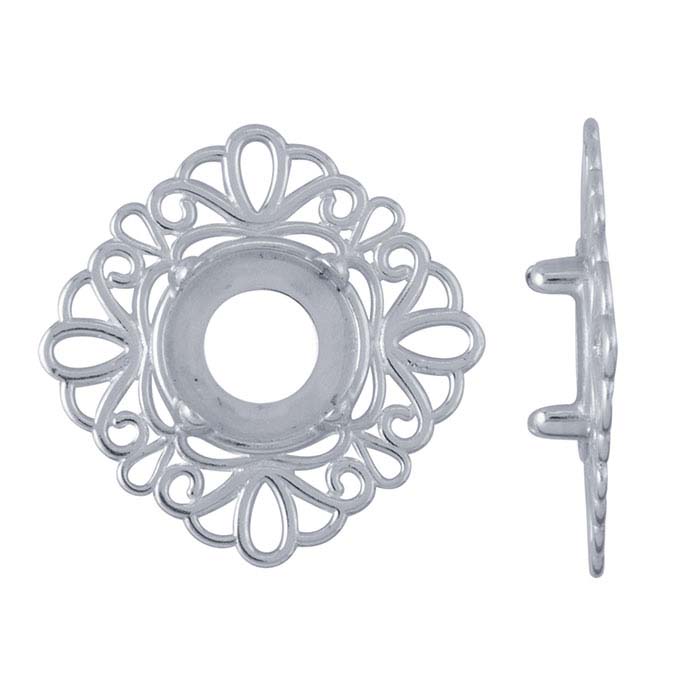 Sterling Silver 8mm Round Cameo or Cabochon Frame 4-Prong Setting