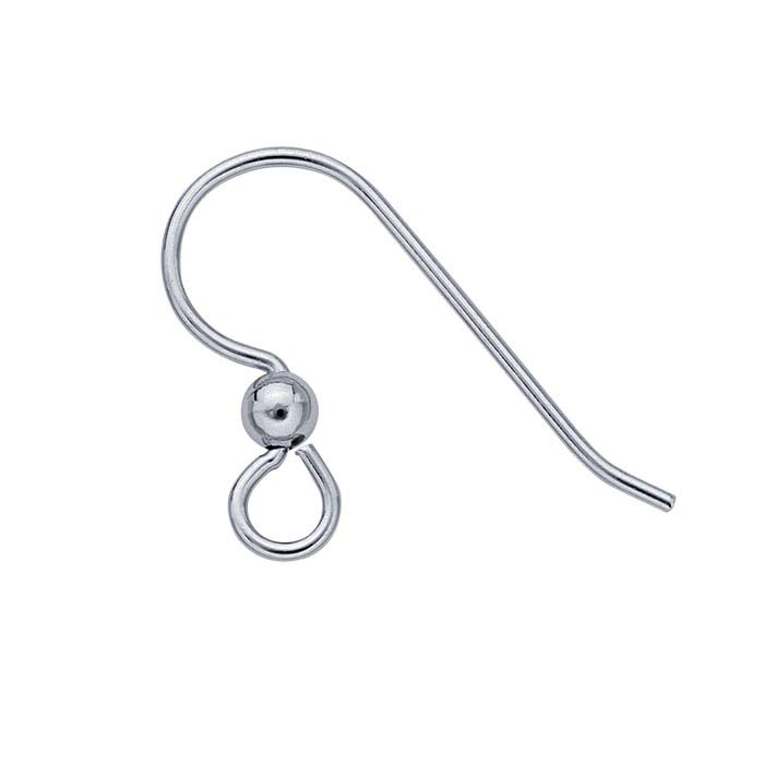 Sterling Silver Rhodium-Plated Ear Wire with Loop and Bead
