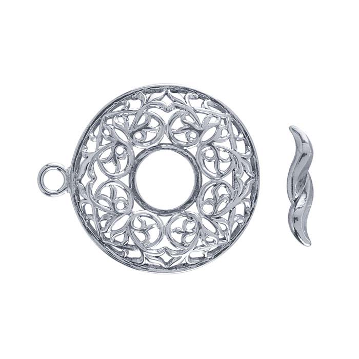 Argentium® Silver Round Filigree Toggle Clasp