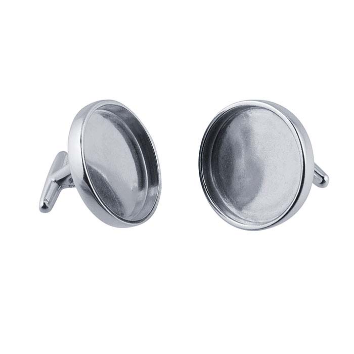 Sterling Silver 20mm Round Cabochon Cuff Link Mounting