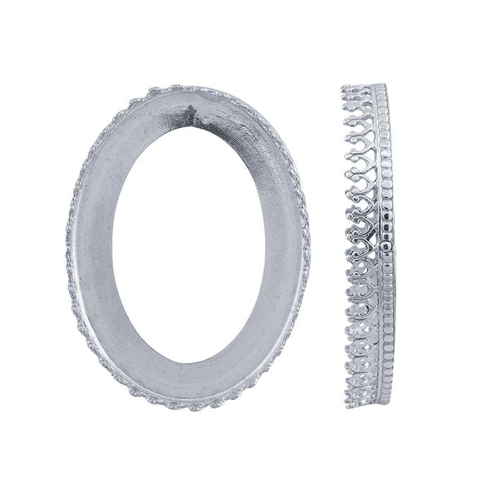 Sterling Silver 30 x 22mm Oval Gallery Wire Bezel Cup Setting