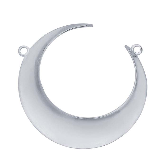 Sterling Silver Concave Crescent Moon Festoon Pendant