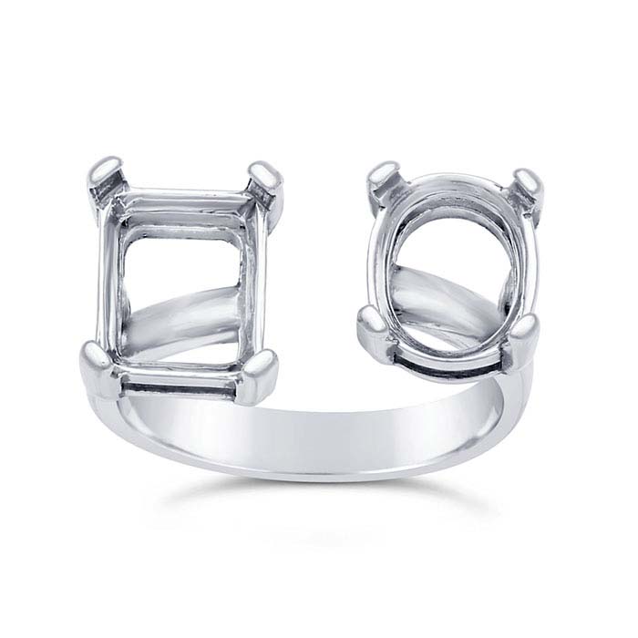 Sterling Silver Two-Stone Ring Mountings