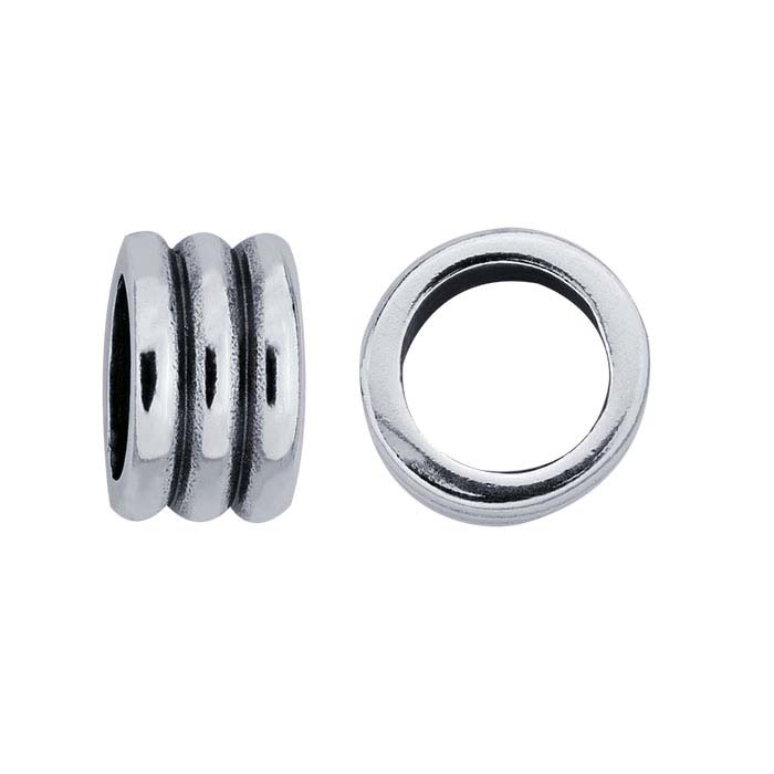 Sterling Silver 8.6 x 5.3mm Triple-Ring Bead