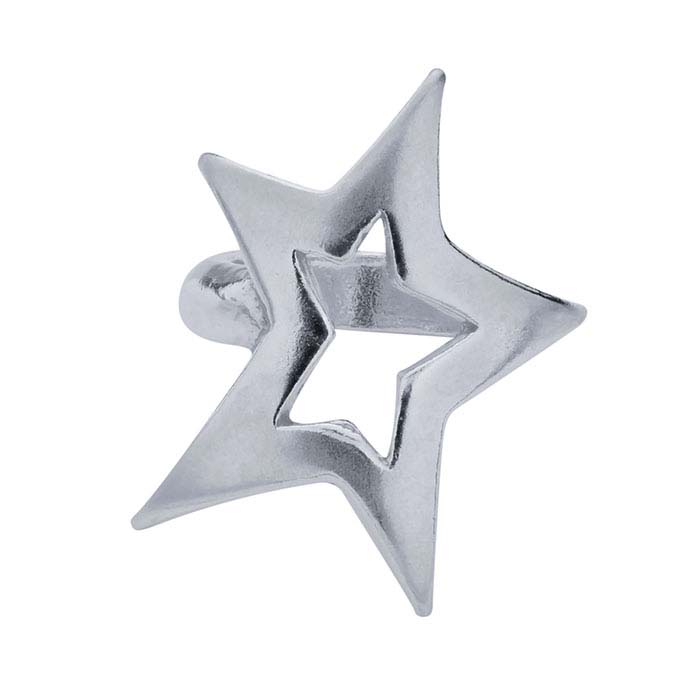 Sterling Silver 11.6 x 8.4mm Open Star Bead