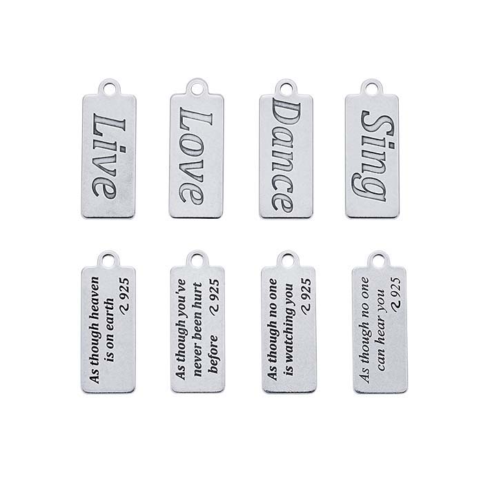 Sterling Silver Inspirational Words 4-Piece Charm Assortment