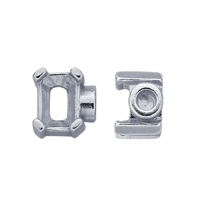 Sterling Silver 6 x 4mm Octagon End Cap Mounting for Flex Tube Bracelet