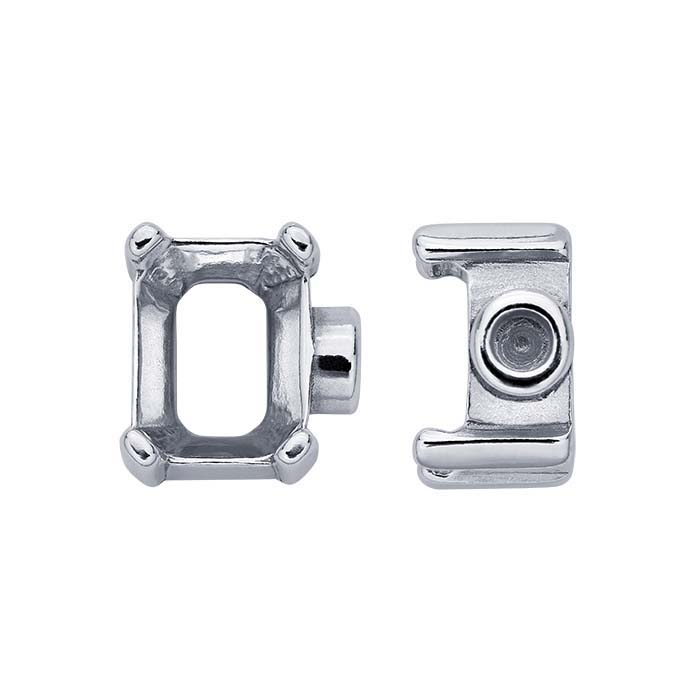 Sterling Silver 8 x 6mm Octagon End Cap Mountings for Flex Tube Bracelet