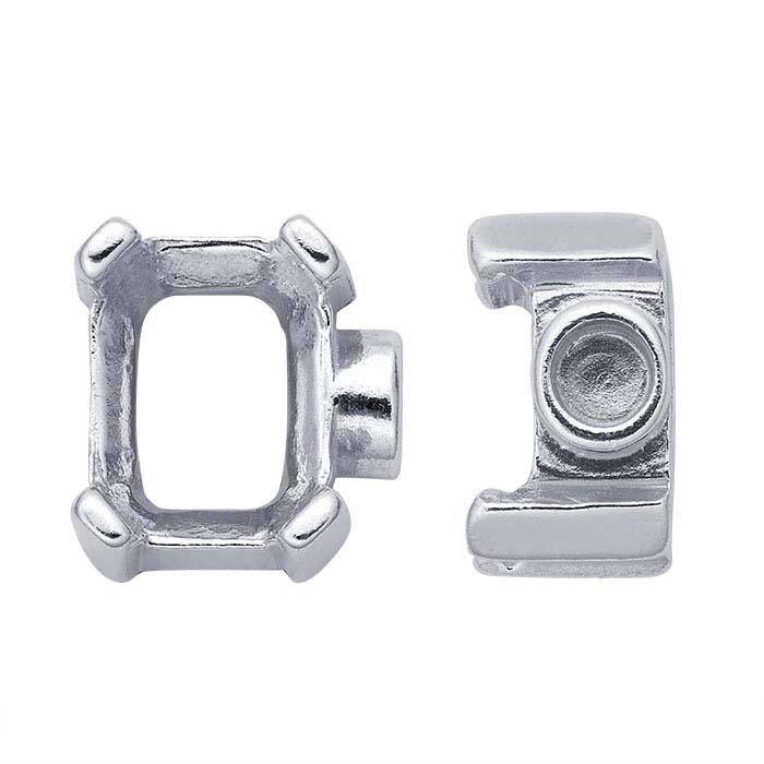 Sterling Silver 8 x 6mm Octagon End Cap Mounting for Flex Tube Bracelet