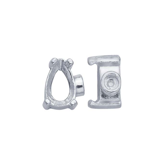 Sterling Silver Pear End Cap Mountings for Flex Tube Bracelet