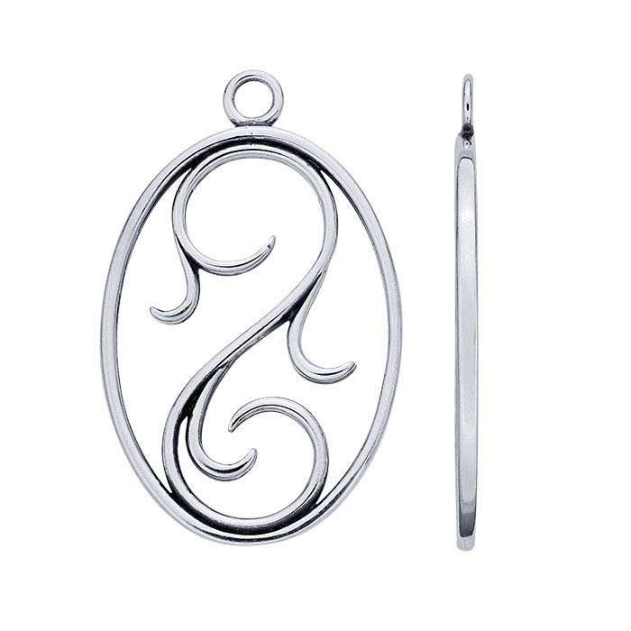 Sterling Silver Oval Filigree Component