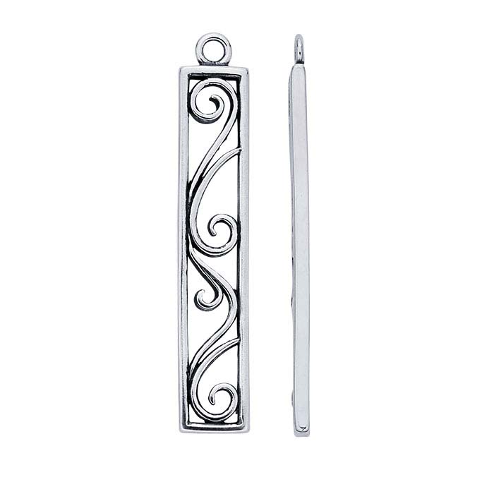 Sterling Silver Rectangle Filigree Component