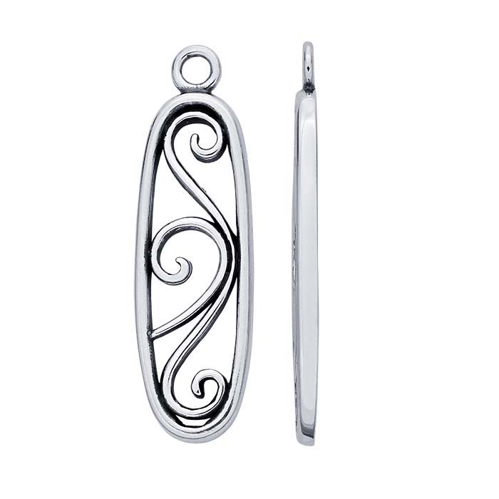 Sterling Silver Oval Filigree Component