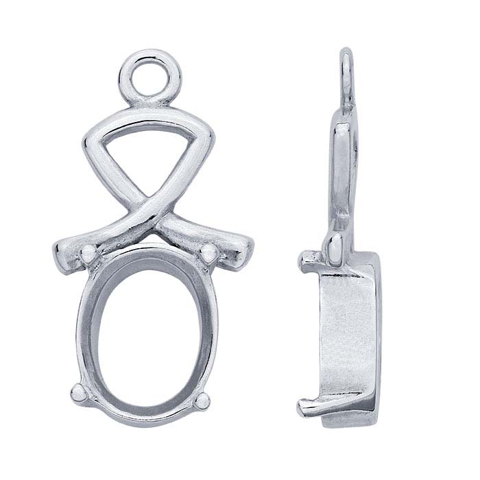 Sterling Silver 10 x 8mm Oval Component Mounting