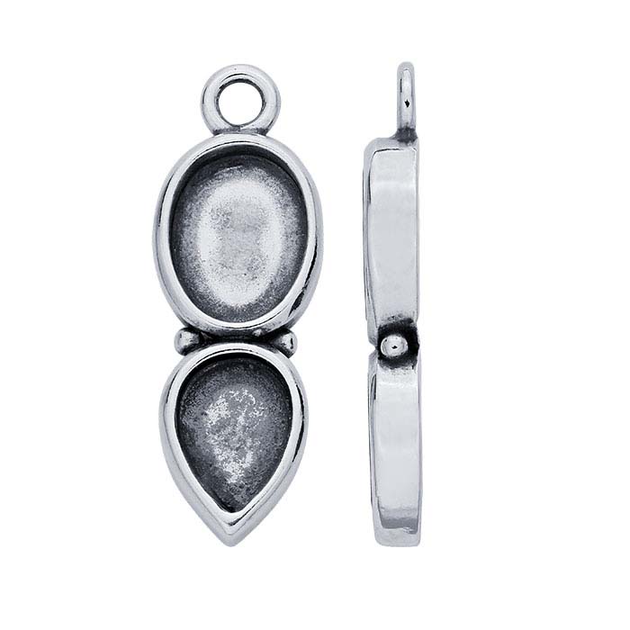 Sterling Silver Two-Stone Cabochon Component Mounting with Closed Ring