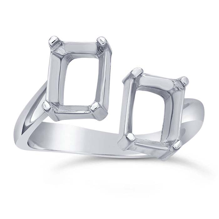 Sterling Silver 8 x 6mm Octagon Bypass Ring Mounting