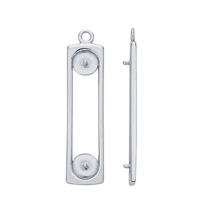 Sterling Silver Rectangle Pearl Pendant Mounting