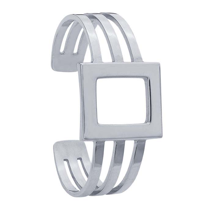 Sterling Silver Open Rectangle Cuff Bracelet