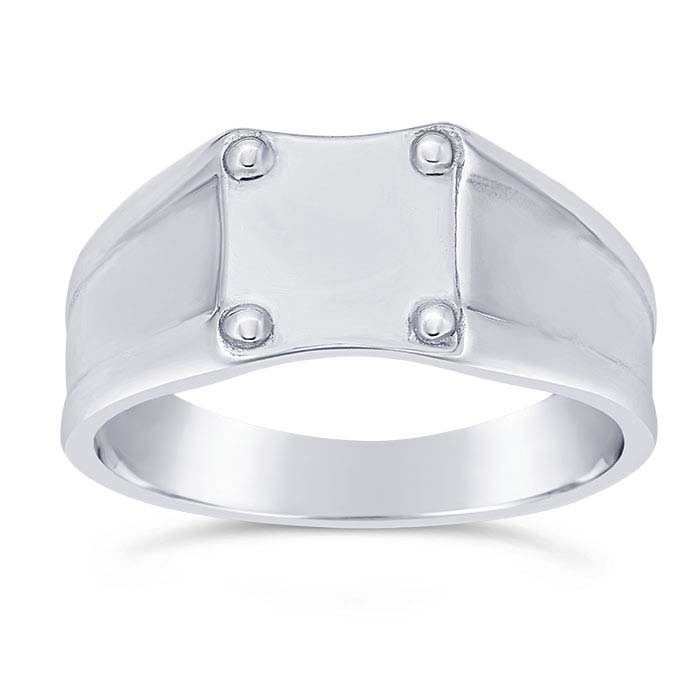 Sterling Silver 4.3mm Square Signet Ring