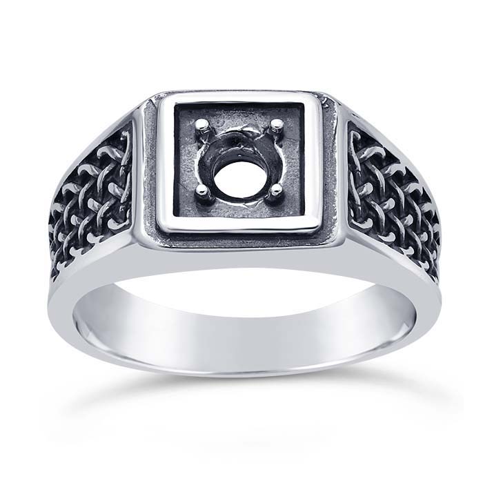 Sterling Silver Woven 5mm Round Ring Mounting