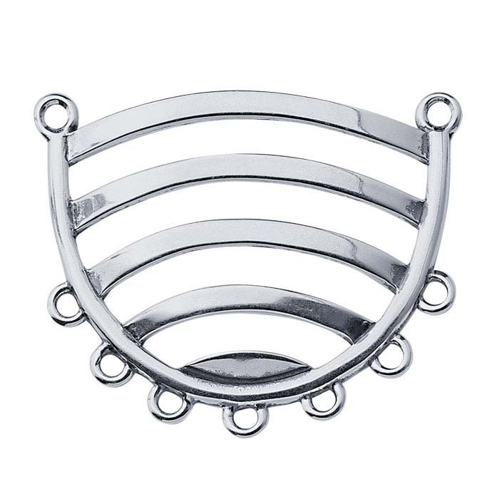 Sterling Silver Arched Festoon Pendant with Bars and Rings