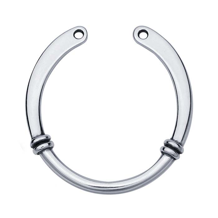 Sterling Silver Round Banded Festoon Pendant