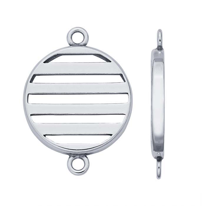 Sterling Silver Round Link Component with Bars