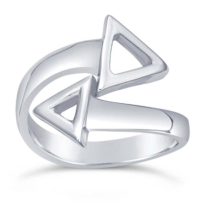 Sterling Silver Open Triangles Bypass Rings