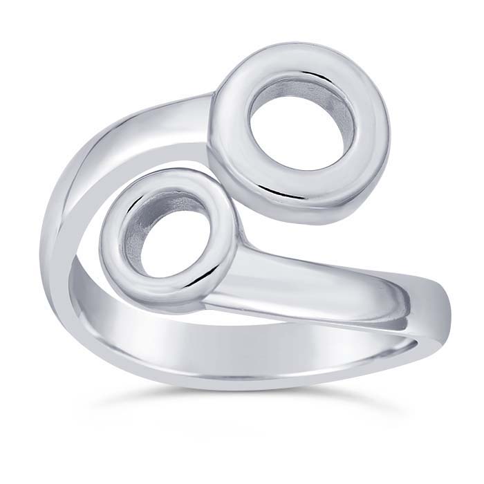 Sterling Silver Open Circles Bypass Rings