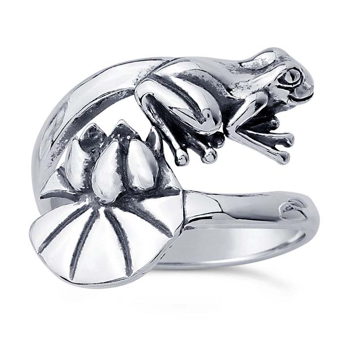 Sterling Silver Frog & Lily Pad Bypass Rings