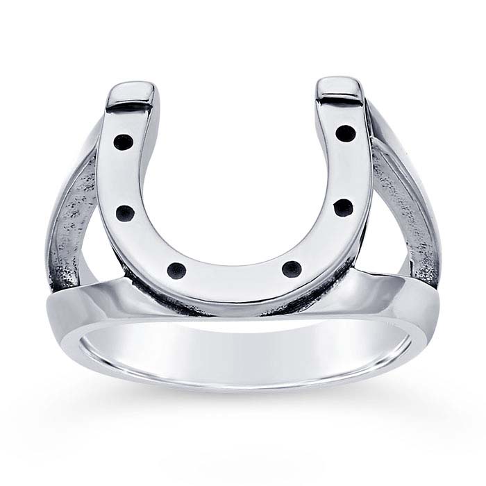 Sterling Silver Oxidized Horseshoe Split Shank Rings